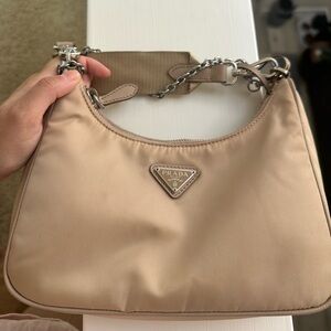 Prada Re-edition Nylon Crossbody bag, 2020, Desert beige color
